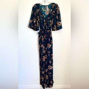 NEW - M - Band of Gypsies - Dark Green Floral Jumpsuit